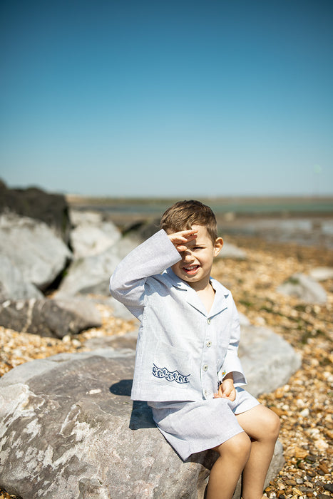 Riley Long Sleeve Shirt Jacket - Marine Stripe