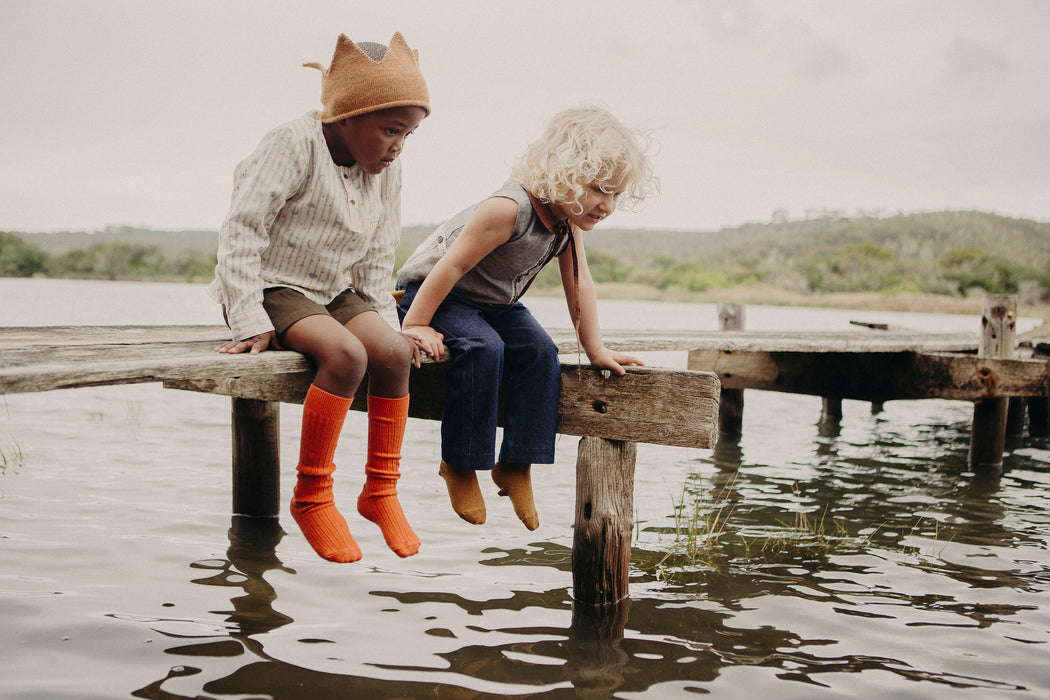 Collégien Ribbed Knee Socks - Orange