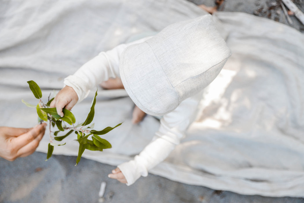 Briar Baby Brimmed Linen Bonnet - Sand